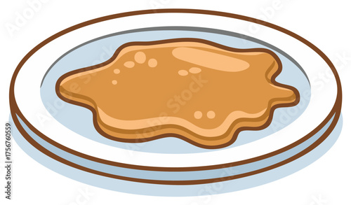 Cartoon Pancake on a Plate Vector Illustration for Breakfast