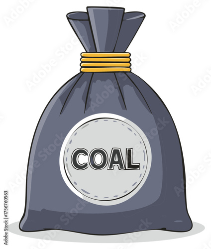 Cartoon Bag of Coal for a Naughty Christmas Present Illustration