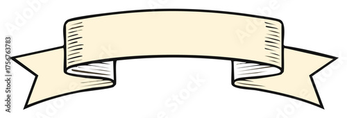 Vintage hand drawn ribbon banner illustration with empty space for text