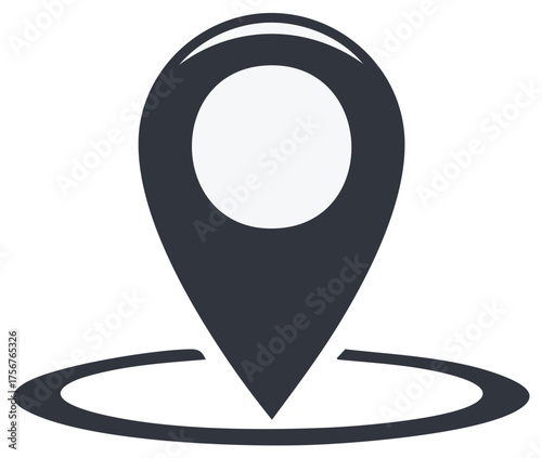 Location marker icon depicting geographic position with pinpoint in dark gray