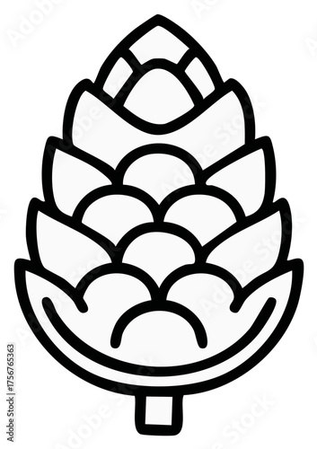 Simple Hop Cone Line Art Icon, a Key Beer Ingredient for Brewery and Craft Beer Design