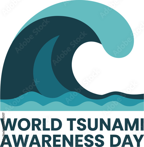 World tsunami awareness day graphic with a large wave for global education and safety preparedness