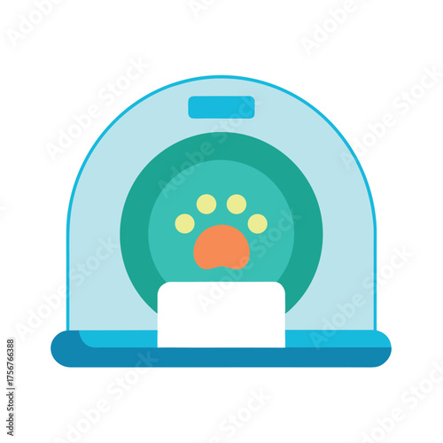 Pet Scanner with Paw Print Icon on White Background veterinary animal care