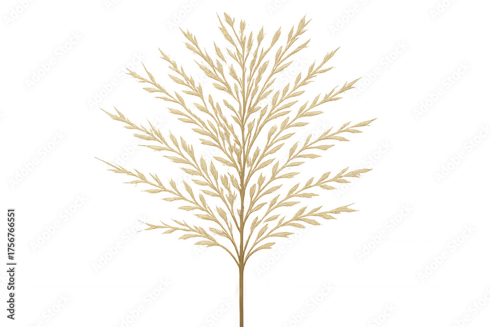 Fototapeta premium Pampas dry grass botanical element for minimalist decoration, beige fluffy plant on transparent background
