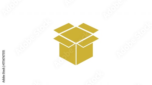 Paper box opening animation on white background. Video motion graphic unpacking for composite and presentation.