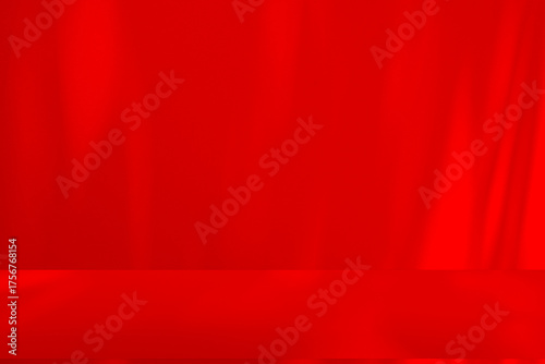 Wall interior background, studio and backdrops show products.with shadow from window color Red background for text insertion and presentation product	