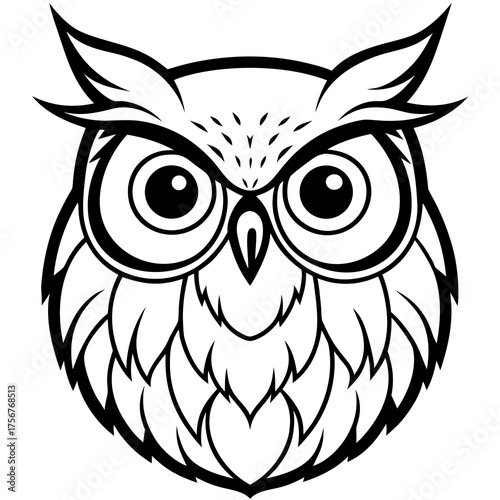 Wise Owl Mascot Head, a Stylized Line Art Vector Logo