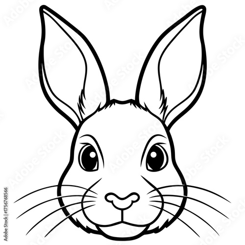 Cute Rabbit Head Mascot, a Line Art Vector for Logos and Coloring