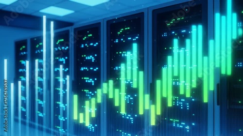 Data Center Growth: Server Racks and Rising Chart
