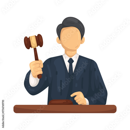 Illustration of Judge Holding a Gavel