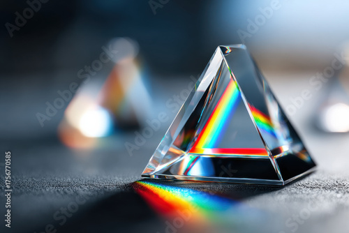 Abstract prism with rainbow light symbolizing vision