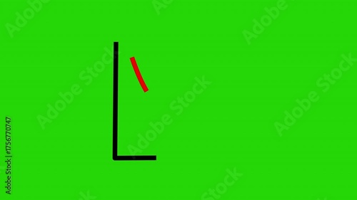 Graph Going Down. Decline Failure Decreasing Bar Graph, Business loss Graph Green Screen Background. 4K Resolution