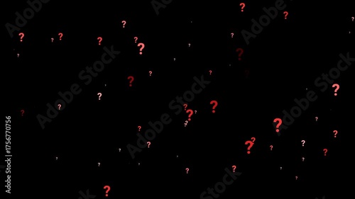 Question Marks Animation Moving on Alpha Channel Transparent Background. 4K Resolution