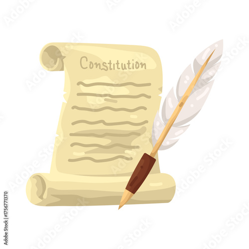 Illustration of Constitution Scroll and Quill