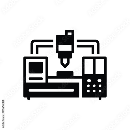 Black solid icon for machining center