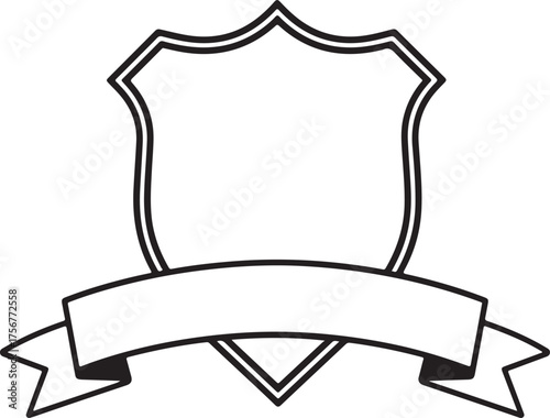 Classic ribbon emblem shield logo vector featuring bold lines and elegant curves.