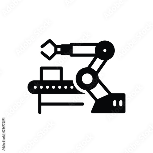 Black solid icon for manufacturing solutions