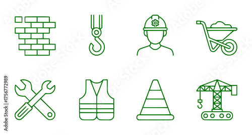 Construction Icons Tools, Safety Gear, and Equipment