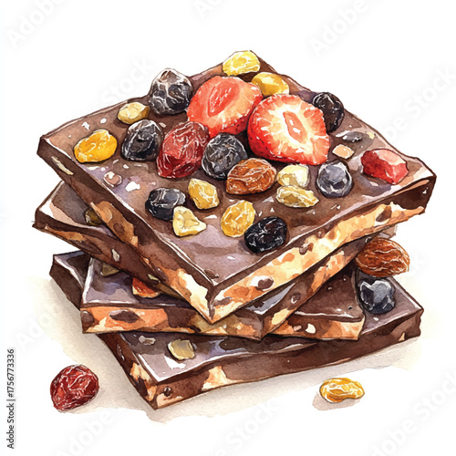 Delicious chocolate bark with mixed berries and nuts.