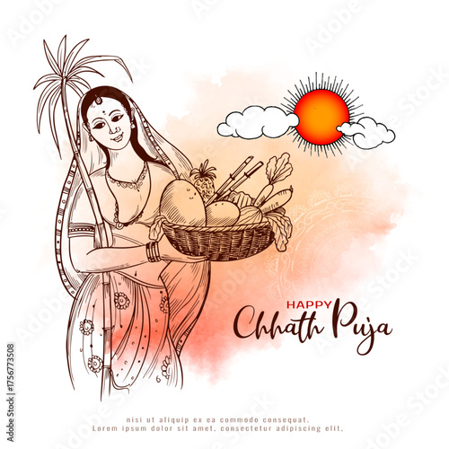 Happy Chhath Puja Indian cultural festival celebration card