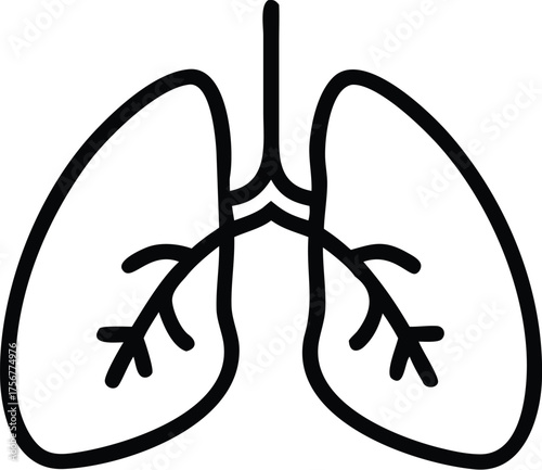 Simple line drawing depicting the human lungs and bronchial pathways