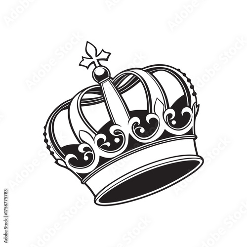 Ornate king crown illustration with detailed engraving style
