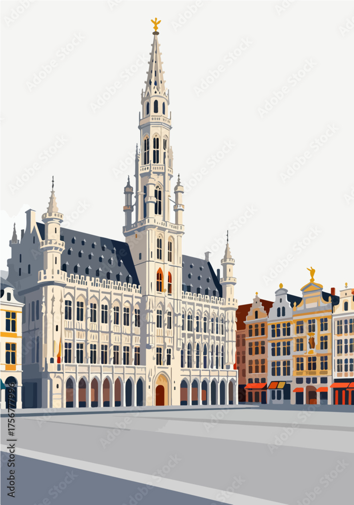 Naklejka premium European architecture and scenery, vector graphics