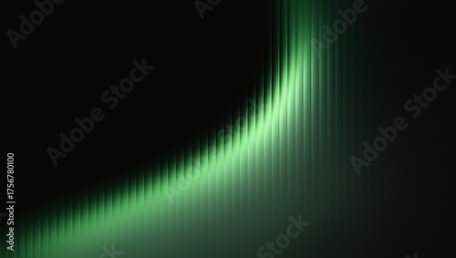 Illustration of abstract green light streak on dark background creates a modern design