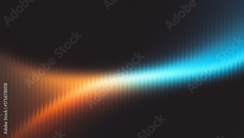 Illustration of abstract background with blue and orange light trails on dark background