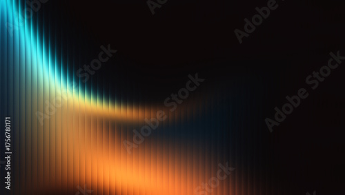 Illustration of abstract background with blue and orange light effect on dark backdrop