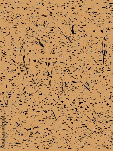 Abstract Textured Tan Background with Organic Dark Markings Vector Illustration