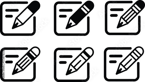 Edit icon set collection of simple black line icons vector graphics