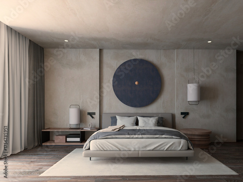 interior of a bedroom, industrial style 