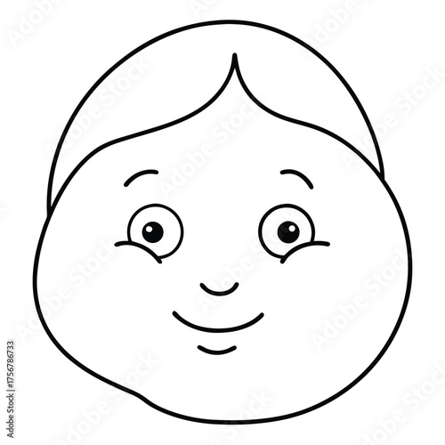 Shy face line art with downward gaze