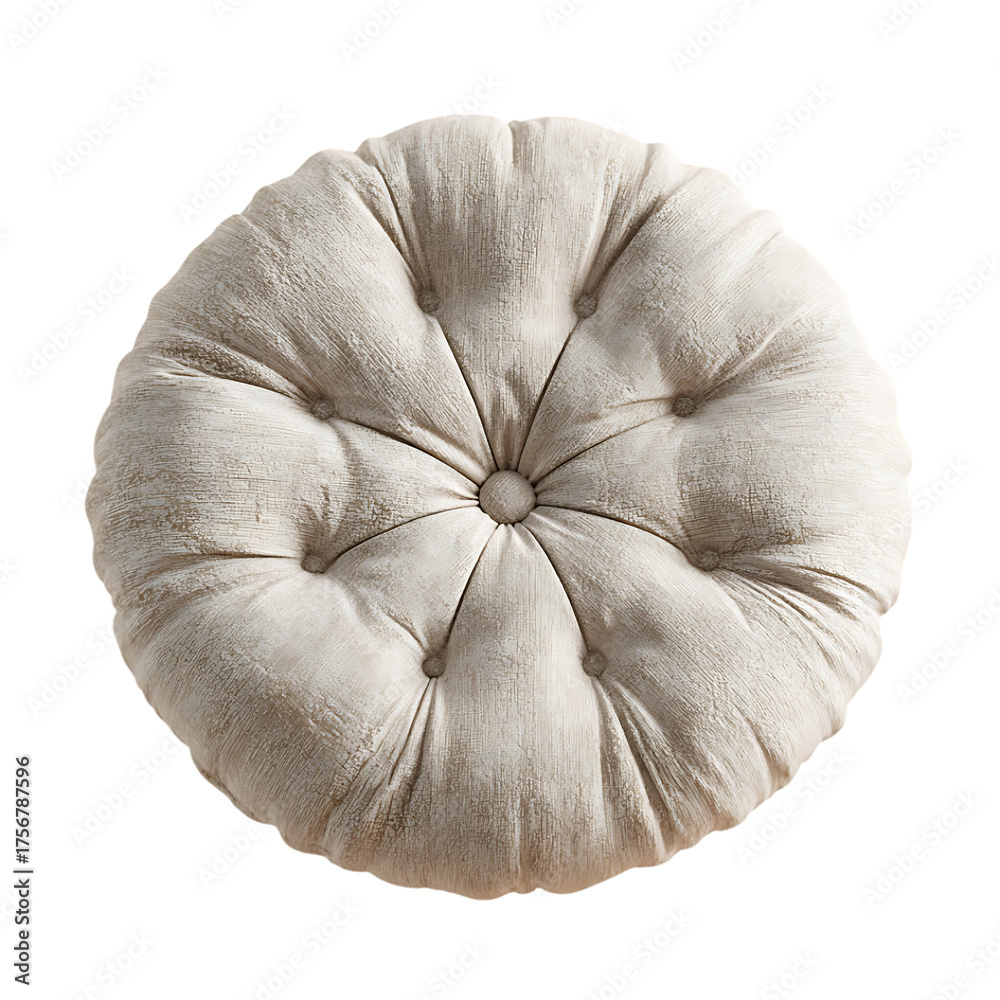 Obraz premium Round tufted cushion with button detail isolated on dark surface