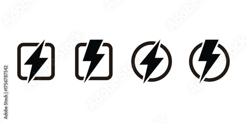 Lightning bolt symbol icon. Electrical energy sign