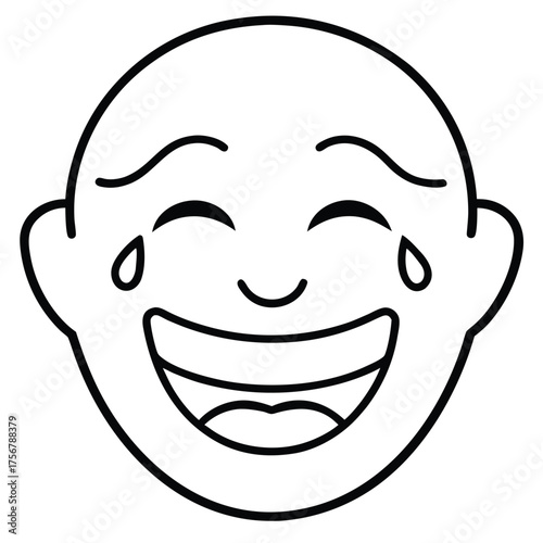 Minimalist laughing face with tears icon