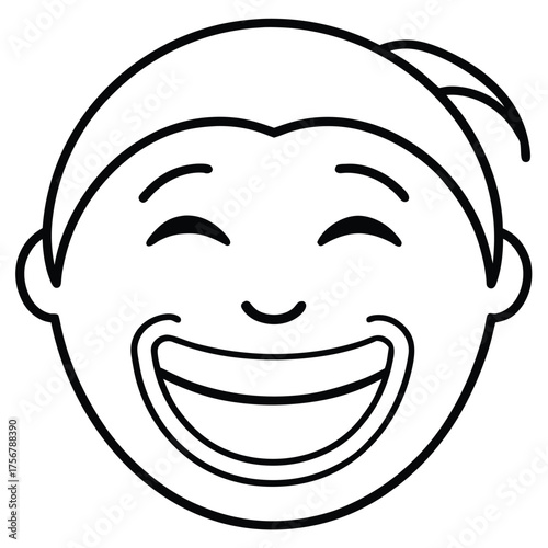 Minimalist laughing face with tears icon