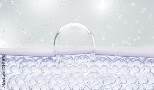 Картината върху платно 3D serum bubble penetrating skin layers, symbolizing deep hydration, smoothness, and skincare moisture barrier technology