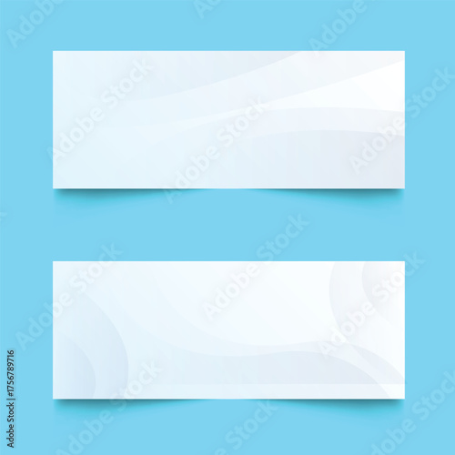 White background with abstract wave line set. White modern abstract wide banner with geometric shapes. 