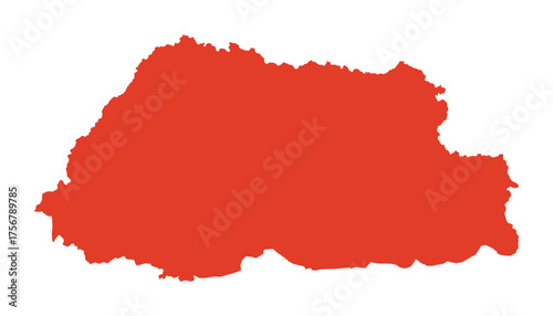 Bhutan orange map. Bhutan map vector. Bhutan map on white background