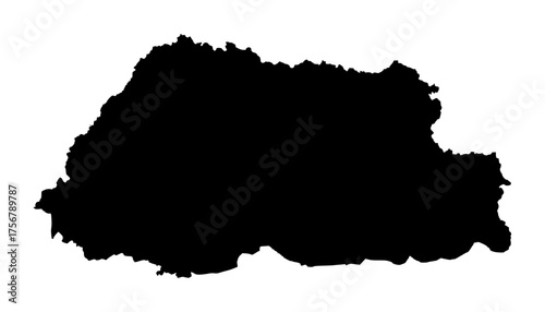 Bhutan silhouette map. Bhutan map vector. Bhutan map on white background