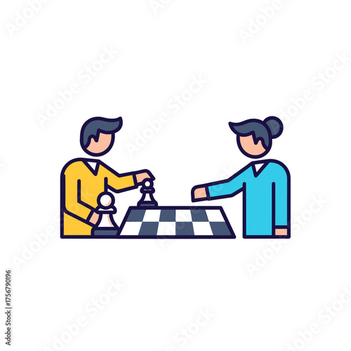 Two people playing a game of chess, focused on strategy and competition.