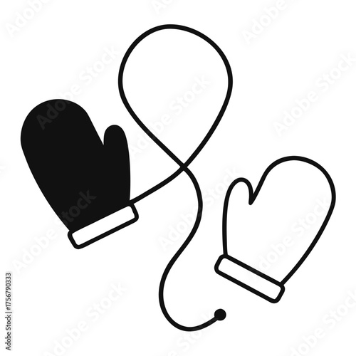 A pair of mittens connected by a string illustration