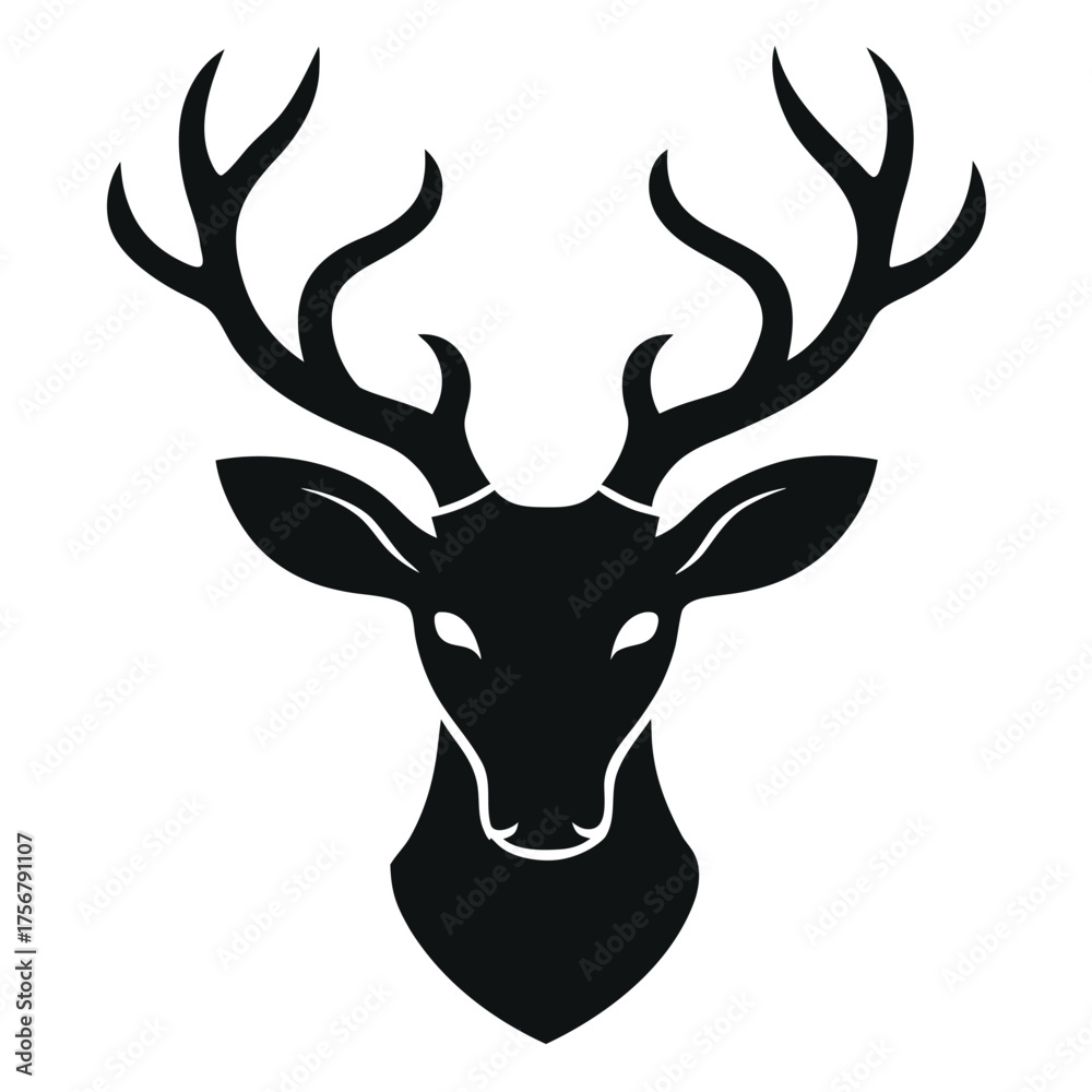 Naklejka premium Detailed reindeer head silhouette for advertising