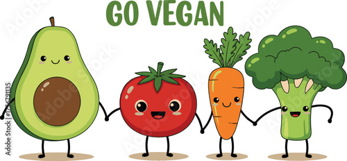 Cute Go Vegiaan Vegetable Cartoon