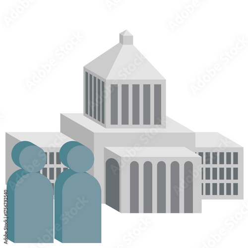 シンプルな国会議事堂と国会議員