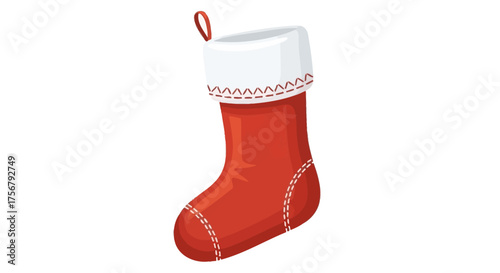 Festive Red Christmas Stocking Illustration for Holiday Decor and Design