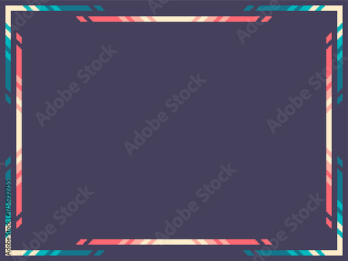 Metallic Blue and Red Frame with Lighting in Corners and Centers, Pixel art Pastel Color Background