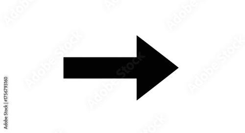 A stark black arrow pointing to the right, symbolizing direction, progress, and forward movement on a clean white background